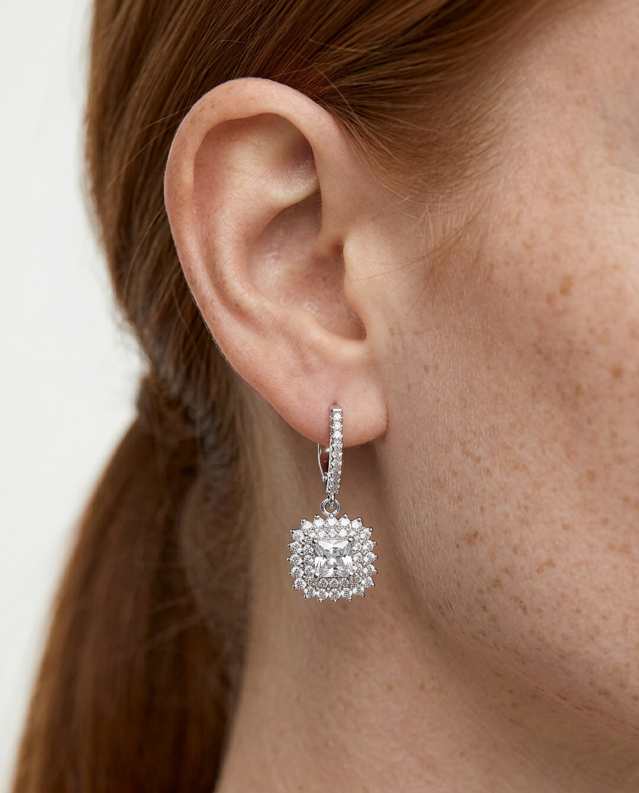 Aretes en Plata 925 con Rodio · Ref. 38
